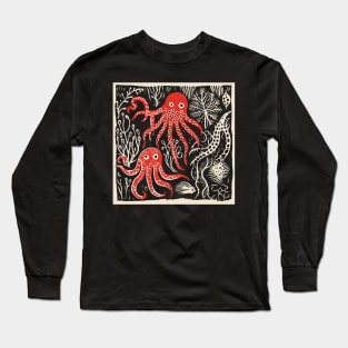 Underwater Lino Cut Long Sleeve T-Shirt